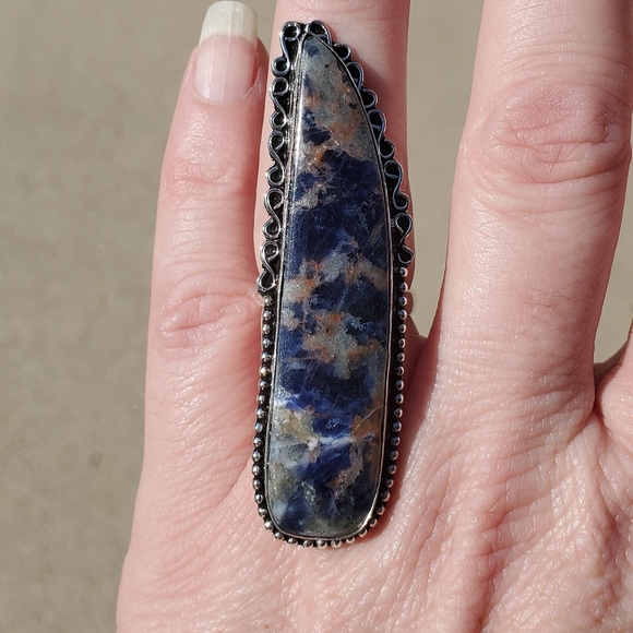 New Huge Sodalite 925 Silver Statement Ring. - Picture 8 of 16